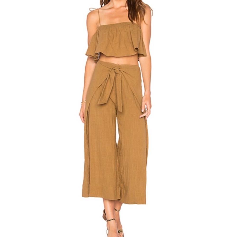 Free People Moss Tie-Waist Crop Top and Wide-Leg Pants Set